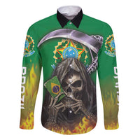 Brazil Hoodie Family Matching Summer Maxi Dress and Hawaiian Shirt Brazil Reaper Skull Fire - Wonder Print Shop