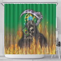 Brazil Hoodie Shower Curtain Brazil Reaper Skull Fire