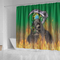 Brazil Hoodie Shower Curtain Brazil Reaper Skull Fire