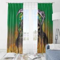 Brazil Hoodie Window Curtain Brazil Reaper Skull Fire - Wonder Print Shop