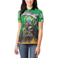 Brazil Hoodie Women Polo Shirt Brazil Reaper Skull Fire - Wonder Print Shop