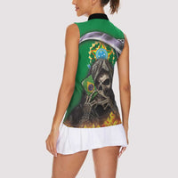 Brazil Hoodie Women Sleeveless Polo Shirt Brazil Reaper Skull Fire - Wonder Print Shop