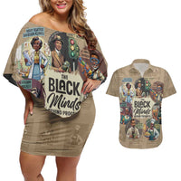 The Black Minds Behind Progress Couples Matching Off Shoulder Short Dress and Hawaiian Shirt Africa Black Invention - Wonder Print Shop