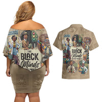 The Black Minds Behind Progress Couples Matching Off Shoulder Short Dress and Hawaiian Shirt Africa Black Invention - Wonder Print Shop