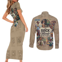 The Black Minds Behind Progress Couples Matching Short Sleeve Bodycon Dress and Long Sleeve Button Shirt Africa Black Invention - Wonder Print Shop