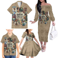 The Black Minds Behind Progress Family Matching Off The Shoulder Long Sleeve Dress and Hawaiian Shirt Africa Black Invention - Wonder Print Shop