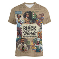 The Black Minds Behind Progress Women V-Neck T-Shirt Africa Black Invention - Wonder Print Shop