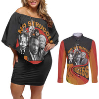 No Struggle No Progress Couples Matching Off Shoulder Short Dress and Long Sleeve Button Shirt Civil Rights Leaders - Wonder Print Shop