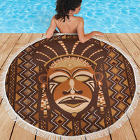 African Mask Printed Mudcloth Beach Blanket - Wonder Print Shop