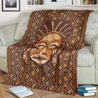 African Mask Printed Mudcloth Blanket
