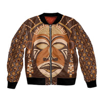 African Mask Printed Mudcloth Bomber Jacket - Wonder Print Shop