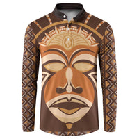 African Mask Printed Mudcloth Button Sweatshirt - Wonder Print Shop