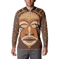 African Mask Printed Mudcloth Button Sweatshirt - Wonder Print Shop