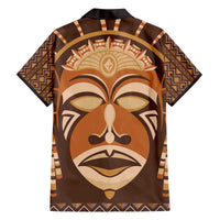 African Mask Printed Mudcloth Family Matching Off The Shoulder Long Sleeve Dress and Hawaiian Shirt - Wonder Print Shop