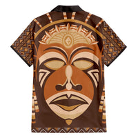 African Mask Printed Mudcloth Family Matching Off Shoulder Short Dress and Hawaiian Shirt - Wonder Print Shop