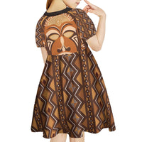African Mask Printed Mudcloth Kid Short Sleeve Dress - Wonder Print Shop