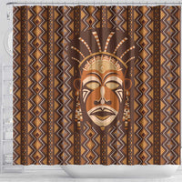 African Mask Printed Mudcloth Shower Curtain