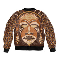 African Mask Printed Mudcloth Sleeve Zip Bomber Jacket - Wonder Print Shop