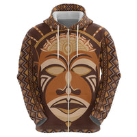 African Mask Printed Mudcloth Zip Hoodie - Wonder Print Shop