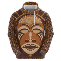 African Mask Printed Mudcloth Zip Hoodie - Wonder Print Shop