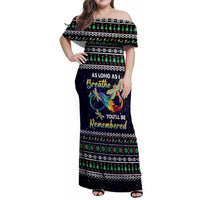 Dragonfly Angel Family Matching Off Shoulder Maxi Dress and Hawaiian Shirt As Long As I Breathe You'll Be Remembered - Wonder Print Shop