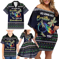 Dragonfly Angel Family Matching Off Shoulder Short Dress and Hawaiian Shirt As Long As I Breathe You'll Be Remembered - Wonder Print Shop