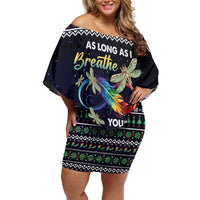 Dragonfly Angel Family Matching Off Shoulder Short Dress and Hawaiian Shirt As Long As I Breathe You'll Be Remembered - Wonder Print Shop