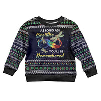 Dragonfly Angel Kid Ugly Christmas Sweater As Long As I Breathe You'll Be Remembered - Wonder Print Shop