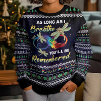 Dragonfly Angel Kid Ugly Christmas Sweater As Long As I Breathe You'll Be Remembered - Wonder Print Shop