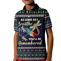Dragonfly Angel Kid Polo Shirt As Long As I Breathe You'll Be Remembered - Wonder Print Shop