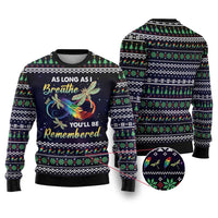 Dragonfly Angel Ugly Christmas Sweater As Long As I Breathe You'll Be Remembered - Wonder Print Shop