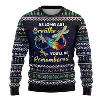 Dragonfly Angel Ugly Christmas Sweater As Long As I Breathe You'll Be Remembered - Wonder Print Shop