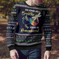 Dragonfly Angel Ugly Christmas Sweater As Long As I Breathe You'll Be Remembered - Wonder Print Shop
