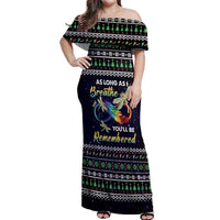 Dragonfly Angel Off Shoulder Maxi Dress As Long As I Breathe You'll Be Remembered - Wonder Print Shop