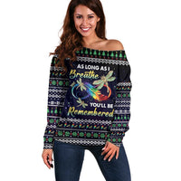 Dragonfly Angel Off Shoulder Sweater As Long As I Breathe You'll Be Remembered - Wonder Print Shop
