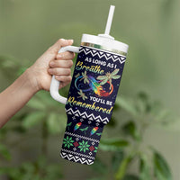 Dragonfly Angel Tumbler With Handle As Long As I Breathe You'll Be Remembered - Wonder Print Shop