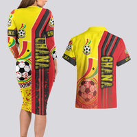 Ghana Football Couples Matching Long Sleeve Bodycon Dress and Hawaiian Shirt Black Stars Soccer - Road To Champion - Wonder Print Shop
