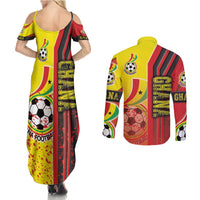 Ghana Football Couples Matching Summer Maxi Dress and Long Sleeve Button Shirt Black Stars Soccer - Road To Champion - Wonder Print Shop