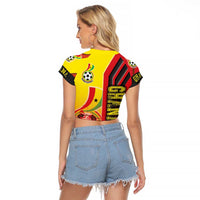 Ghana Football Raglan Cropped T Shirt Black Stars Soccer - Road To Champion - Wonder Print Shop