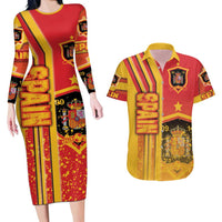 Spain Football Couples Matching Long Sleeve Bodycon Dress and Hawaiian Shirt La Roja Soccer - Road To Champion
