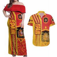 Spain Football Couples Matching Off Shoulder Maxi Dress and Hawaiian Shirt La Roja Soccer - Road To Champion