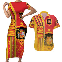 Spain Football Couples Matching Short Sleeve Bodycon Dress and Hawaiian Shirt La Roja Soccer - Road To Champion