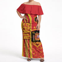 Spain Football Off Shoulder Maxi Dress La Roja Soccer - Road To Champion - Wonder Print Shop