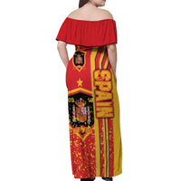 Spain Football Off Shoulder Maxi Dress La Roja Soccer - Road To Champion - Wonder Print Shop