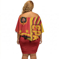 Spain Football Off Shoulder Short Dress La Roja Soccer - Road To Champion - Wonder Print Shop