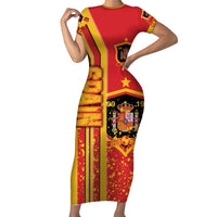 Spain Football Short Sleeve Bodycon Dress La Roja Soccer - Road To Champion - Wonder Print Shop