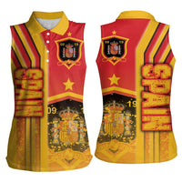 Spain Football Women Sleeveless Polo Shirt La Roja Soccer - Road To Champion - Wonder Print Shop