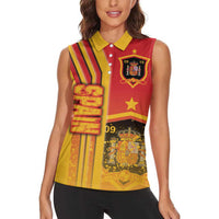 Spain Football Women Sleeveless Polo Shirt La Roja Soccer - Road To Champion - Wonder Print Shop