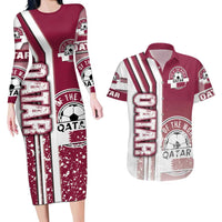 Qatar Football Couples Matching Long Sleeve Bodycon Dress and Hawaiian Shirt The Maroons Soccer - Road To Champion