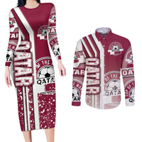 Qatar Football Couples Matching Long Sleeve Bodycon Dress and Long Sleeve Button Shirt The Maroons Soccer - Road To Champion
